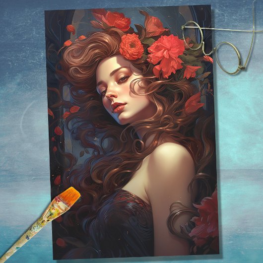 Art Nouveau Frau 5 Dekoupage Paper Seidenpapier