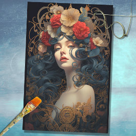 Art Nouveau Frau 6 Dekoupage Paper Seidenpapier