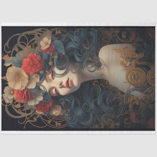 Art Nouveau Frau 6 Dekoupage Paper Seidenpapier (Vorderseite)