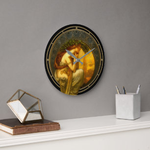 Art Nouveau Frau bei Sonnenuntergang Große Wanduhr