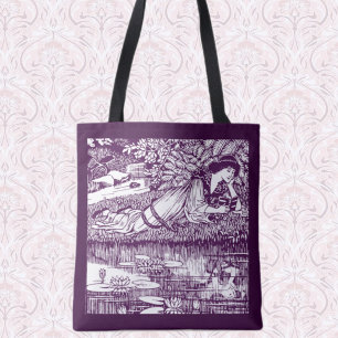 Art Nouveau Frau beim Lesen am Seerosenteich   Vin Tasche