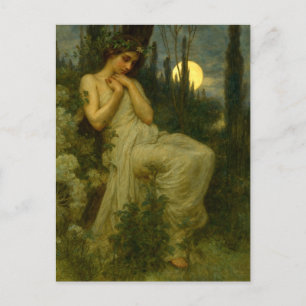 Art Nouveau Frau im Garten unter einem Junimonat Postkarte