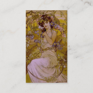 Art Nouveau Frau mit Klematis Visitenkarte