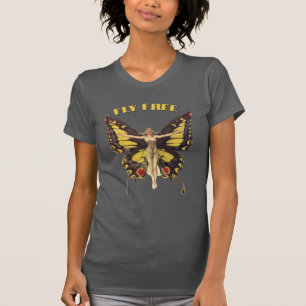 Art Nouveau Frau mit Schmetterlingsflügeln im Vint T-Shirt