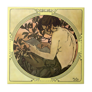 Art Nouveau Frau von 1901 von Alphonse Mucha Fliese