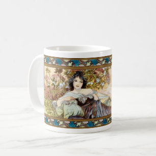Art Nouveau Frau von Alphonse Mucha Kaffeetasse