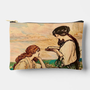 Art Nouveau Frauen beim Lesen am Meer im Vintage-S Zubehörtasche