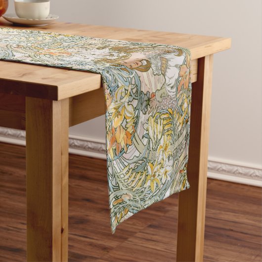 Art Nouveau Frauen & Blumendesign von Mucha Kurzer Tischläufer (Beispiel)