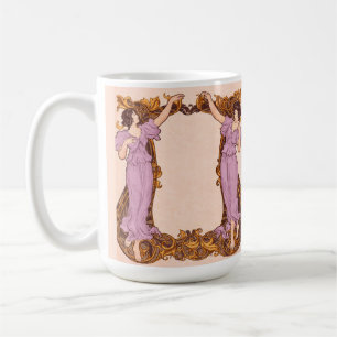Art Nouveau Frauen Blumenrahmen Vintage Dekorativ Kaffeetasse
