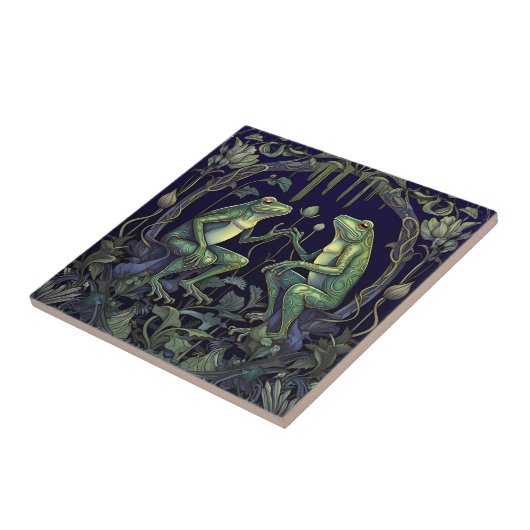 Art Nouveau Frogs Tile (Swamp Collection) Fliese (Seite)