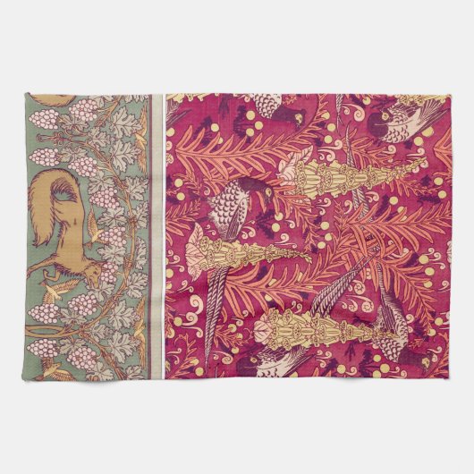 Art Nouveau Fuchs Fasan Foxglove verneuil Geschirrtuch (Horizontal)