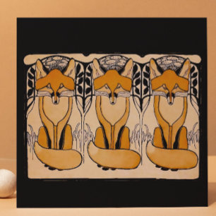 Art Nouveau Füchse Illustration Waldtiere Fliese