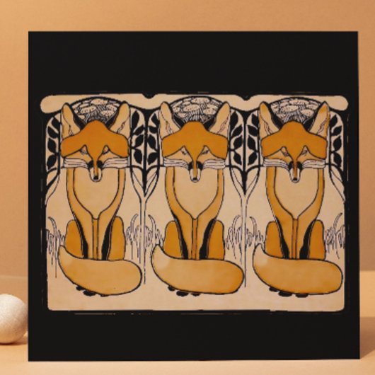 Art Nouveau Füchse Illustration | Waldtiere Fliese