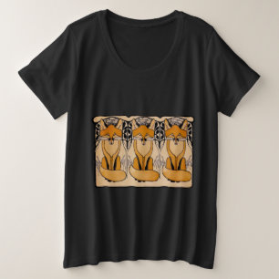 Art Nouveau Füchse Illustration Waldtiere Große Größe T-Shirt