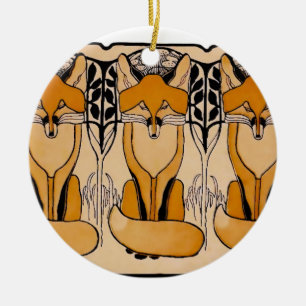 Art Nouveau Füchse Illustration Waldtiere Keramikornament