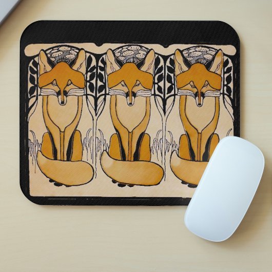 Art Nouveau Füchse Illustration | Waldtiere Mousepad