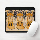 Art Nouveau Füchse Illustration | Waldtiere Mousepad (Mit Mouse)