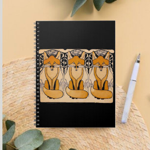 Art Nouveau Füchse Illustration   Waldtiere Notizblock