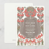 Art Nouveau Fuchsia Elegance Hochzeit Einladung (Vorne/Hinten)