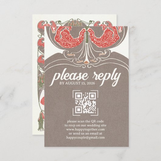 Art Nouveau Fuchsia Elegante UAWG RSVP Karte (Vorne/Hinten)