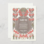 Art Nouveau Fuchsia Elegante Vielen Dank Dankeskarte (Vorne/Hinten)