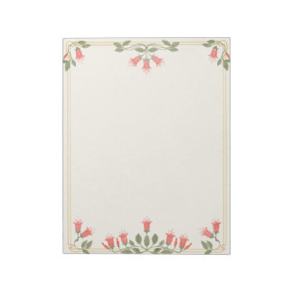 Art Nouveau Fuchsia Floral Border Notepad Notizblock
