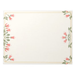 Art Nouveau Fuchsia Floral Border Notepad Notizblock
