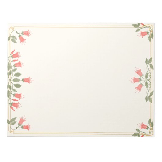 Art Nouveau Fuchsia Floral Border Notepad Notizblock (Vorderseite)