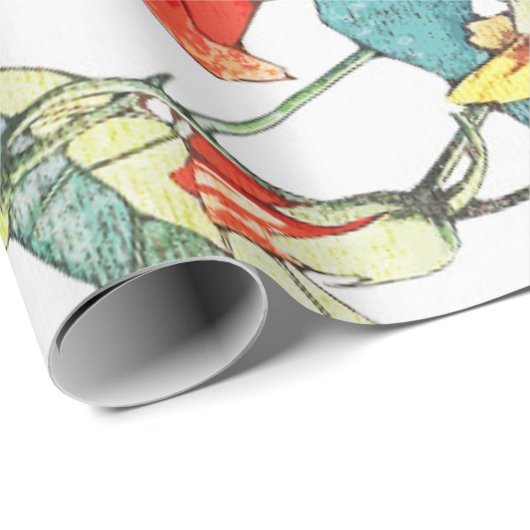 Art Nouveau Garden Nasturtium Blume Geschenkpapier (Rolleneckpunkt)