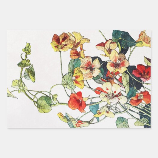 Art Nouveau Garden Nasturtium Blume Geschenkpapier Set (Vorderseite)