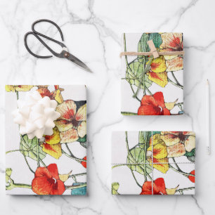 Art Nouveau Garden Nasturtium Blume Geschenkpapier Set