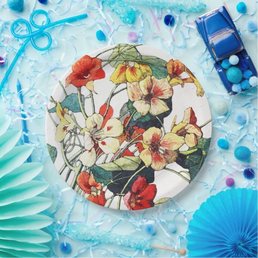 Art Nouveau Garden Nasturtium Blume Pappteller (Party)
