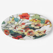 Art Nouveau Garden Nasturtium Blume Pappteller (Schrägansicht)