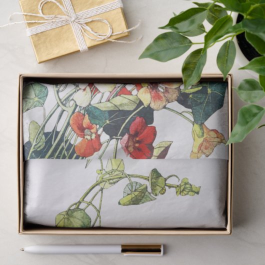 Art Nouveau Garden Nasturtium Blume Seidenpapier (Geschenk)