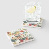 Art Nouveau Garden Nasturtium Blume Steinuntersetzer (Seitenansicht)