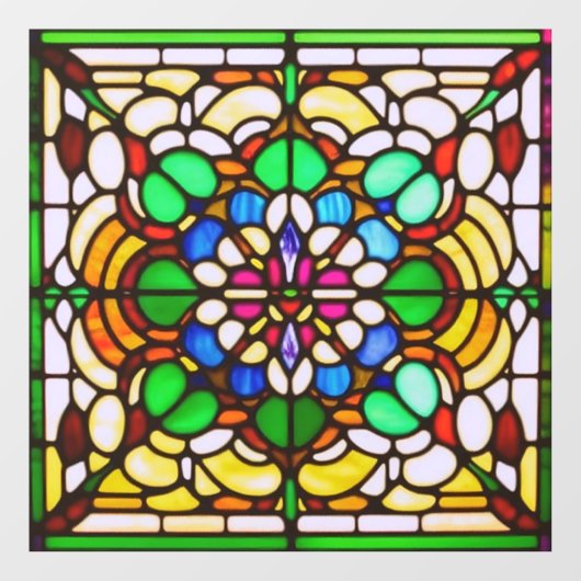 Art Nouveau gefestigte Glas AI Art Window Fensteraufkleber (Blatt)