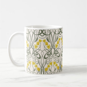 Art Nouveau Gelbe Narzissen und Stiele Creme Kaffeetasse