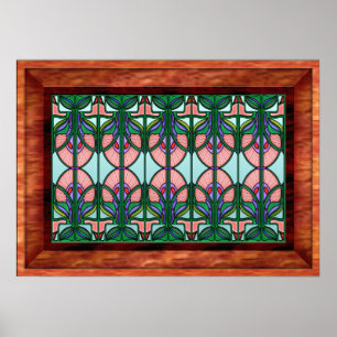 Art Nouveau Gerahmtes Fenster aus festem Glas Poster