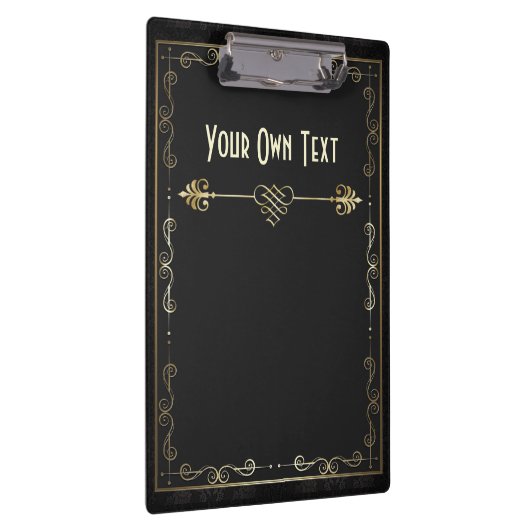 Art Nouveau Gilded on Black Notebook Klemmbrett (Rechts)