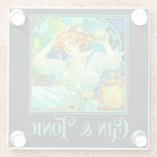 Art Nouveau Gin & Tonic Glasuntersetzer (Rückseite)
