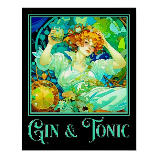 Art Nouveau Gin & Tonic Poster (Vorderseite)