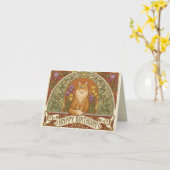 Art Nouveau Ginger Cat Birthday Card Karte (Gelbe Blume)
