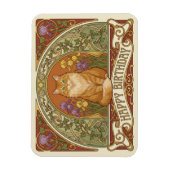 Art Nouveau Ginger Cat Birthday Card Magnet (Vertikal)
