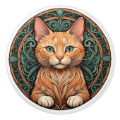 Art Nouveau Ginger Cat Keramikknauf (Vorderseite)