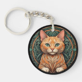 Art Nouveau Ginger Cat Personalize Schlüsselanhänger (Vorderseite)