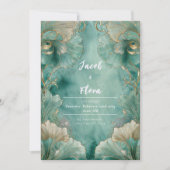 Art Nouveau Ginkgo Leaf Hochzeit Einladung (Vorderseite)