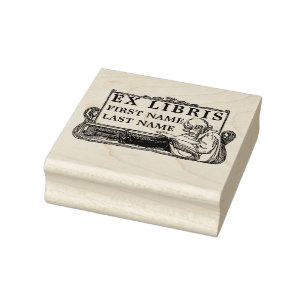 Art Nouveau Girl Reading Book Ex Libris Template Gummistempel