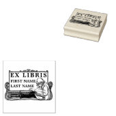 Art Nouveau Girl Reading Book Ex Libris Template Gummistempel (Stempel)