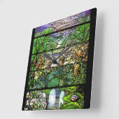 Art Nouveau Glass Tiffany Natur Quadratische Wanduhr (Winkel)