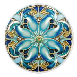 Art Nouveau Gold Aqua Keramikknauf